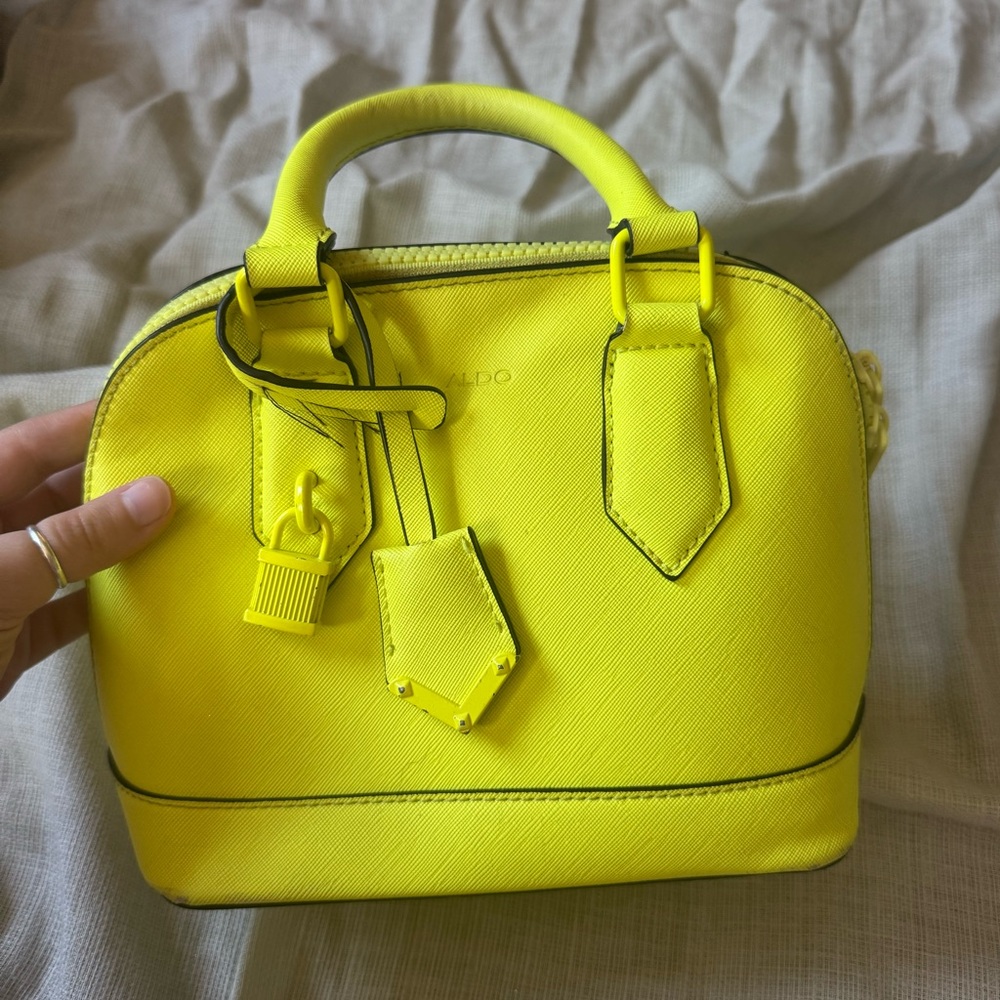 Aldo Yellow Mini Bag with Glossy Finish
